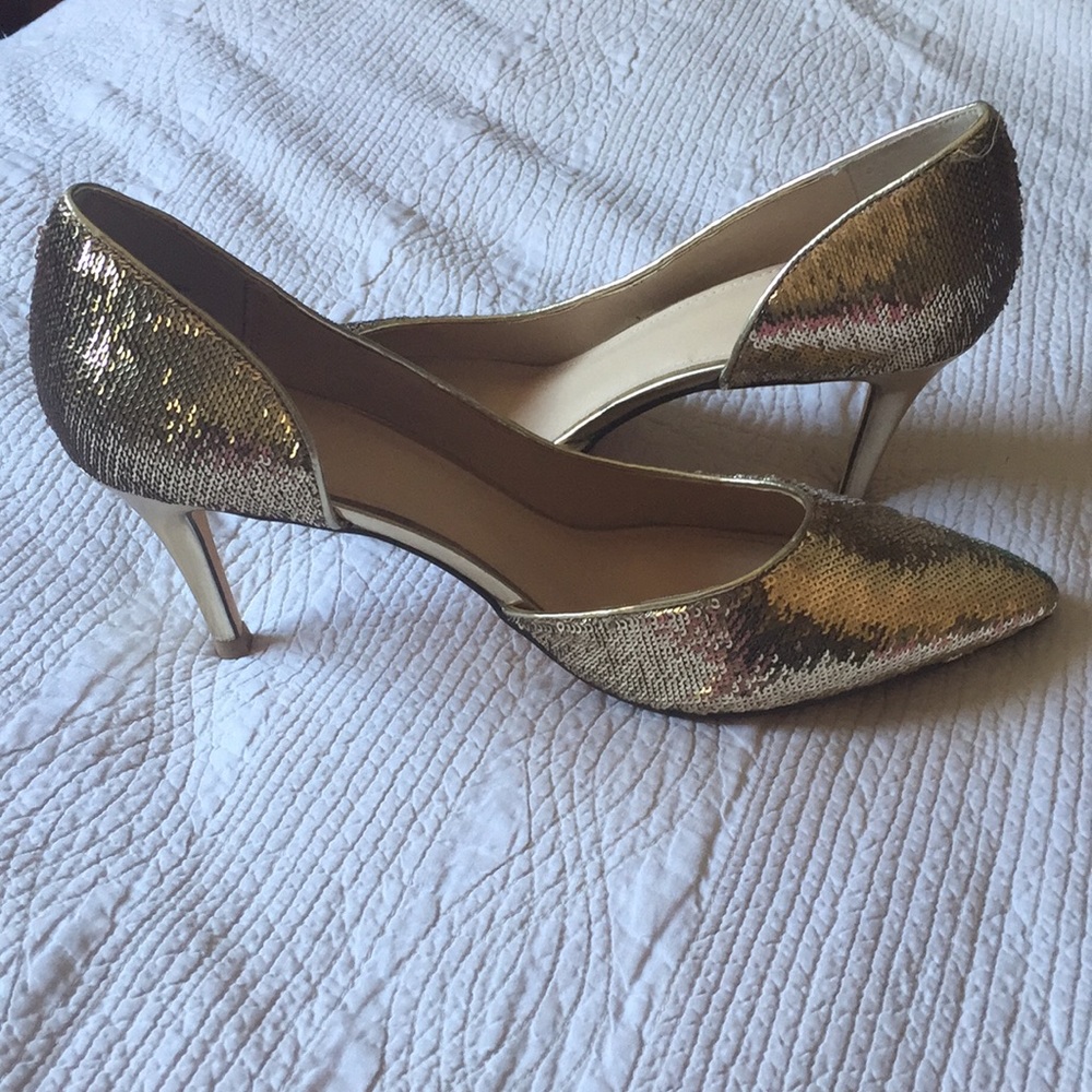 I. Miller gold sequin heels